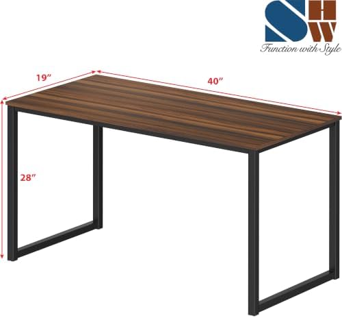 SHW Mission 40-Inch Home Office Computer Desk, Walnut - Image 3