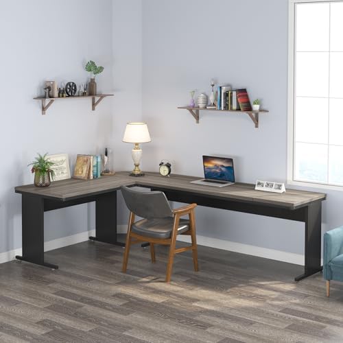 Tribesigns 83-Inch Large L Shaped Desk, Reversible Executive Office Desk, Modern Corner Computer Table Business Workstation for Home Office (Grey) - Image 4