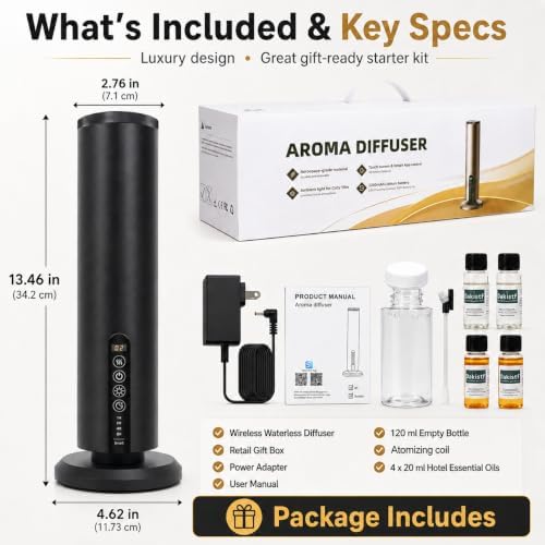Rechargeable Cordless 1500 Sq Ft Waterless Essential Oil Diffuser Bluetooth - Image 3