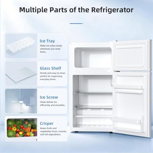 Antarctic Star Compact Mini Fridge with Freezer,Double Door with Adjustable Thermostat,Small Fridge Removable Shelves for Dorm/Office,2.5 Cu.Ft,WHITE - Image 2