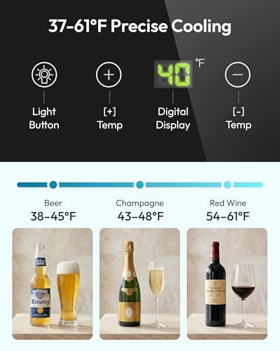 EUHOMY 125 Can Wine Cooler Refrigerator, Wine Fridge Glass Door, Black - Image 4