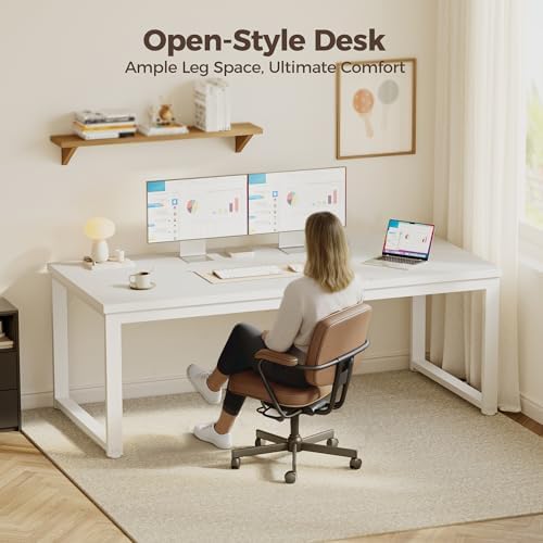 Mericonia 40 Inch Computer Desk, 1.2" Thick Small Office Table, White - Image 7