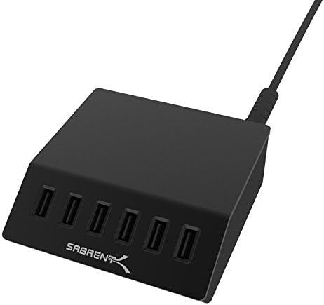 SABRENT 60W 6-Port USB Charging Station, Auto-Detect, UL (AX-FLCH-B) by SABRENT