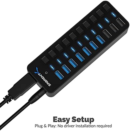 SABRENT 10-Port Powered USB 3.0 Hub, 3 Charging Ports, 60W (HB-B7C3) - Image 6