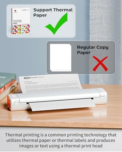 Phomemo Portable Printers Wireless for Travel, M08F Thermal Bluetooth Printer Support for 8.5"x11" US Letter, Inkless Printer Compatible with iOS, Android,White,1 Printer + 10 Sheets of Thermal Paper - Image 6