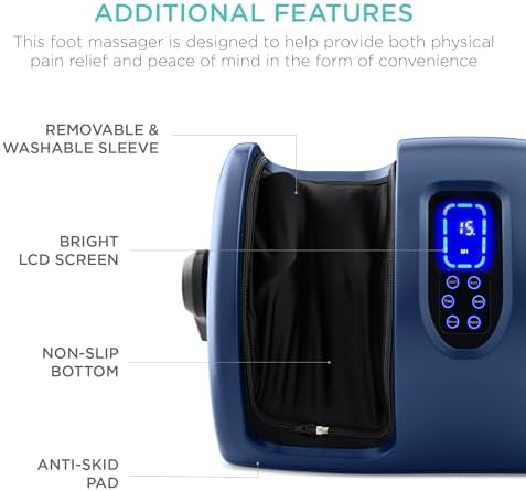 Best Choice Products Shiatsu Foot Massager with Heat for Plantar Fasciitis & Neuropathy, Kneading Foot & Calf Massager with Remote, 360° Adjustable Handle, Rolling & Compression Massage - Navy - Image 6