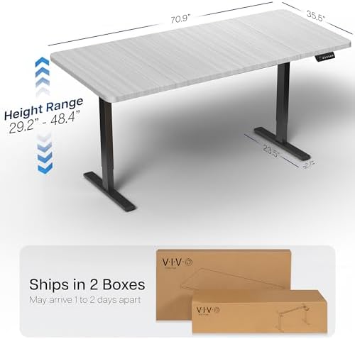 VIVO Dark Gray 71 x 36 in Standing Desk, DESK-KIT-1B7G-36 - Image 3
