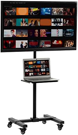 VIVO Black Rolling TV Cart w/Shelf, 13 to 50 inch Screens, STAND-TV07W-S by VIVO