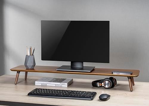 Desk Shelf for Top of Desk (Mahogany) Mid Century Modern Monitor Stand (39.37 × 9.45 × 4.72 inches) - Image 4