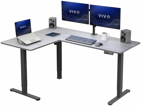VIVO Dark Gray 63 x 47 in Corner Standing Desk, DESK-E3CTG-47 by VIVO