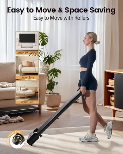 Walking Pad Treadmill for Home - Under Desk Treadmills Portable Mini Compact Walk Pads for Small Spaces Office Indoor Apartment Floor Flat Running Machine with Remote Quiet Lightweight - Image 6