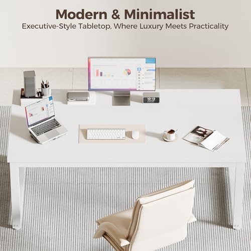 Mericonia 40 Inch Computer Desk, 1.2" Thick Small Office Table, White - Image 5