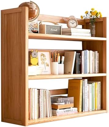 Wood Dorm Desk Hutch Organizer Shelf 2 Tier Desktop Bookshelf Workspace Organizers Storage Display Rack for Office Home Dormitory(Natural,3 Layers_50CM/19.7IN) by JOSIAHCQ