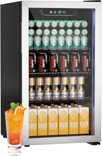 Erivess Compact Beverage Refrigerator, 126 Can/3.2 Cu Ft Mini Fridge,Silver by Erivess