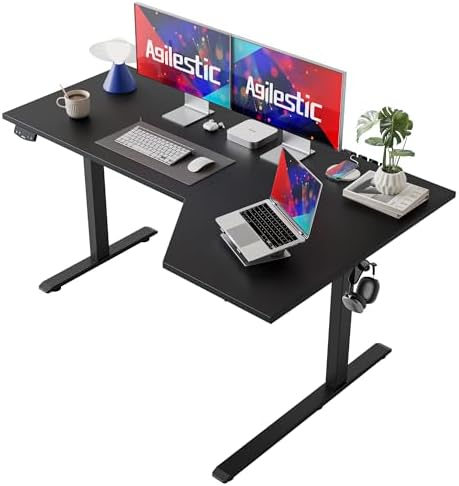 Agilestic 59 x 35 Inch Corner L Shaped Electric Standing Desk, Black by Agilestic