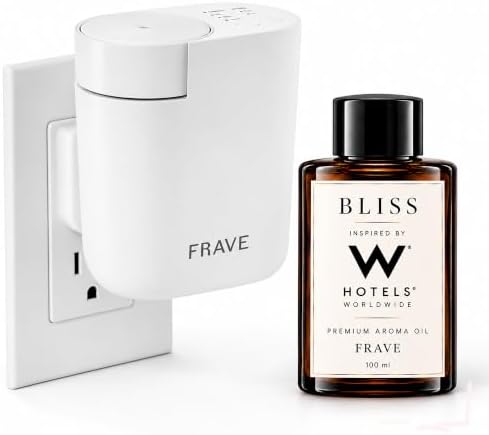 Air Lux Diffuser with Aroma Oil, Plug-in Waterless Essential Oil Diffuser, Smart Bluetooth App Control, Covers Up to 500 sq ft, 60ml Capacity, Cold Air Scent Technology, White by FraveBrand