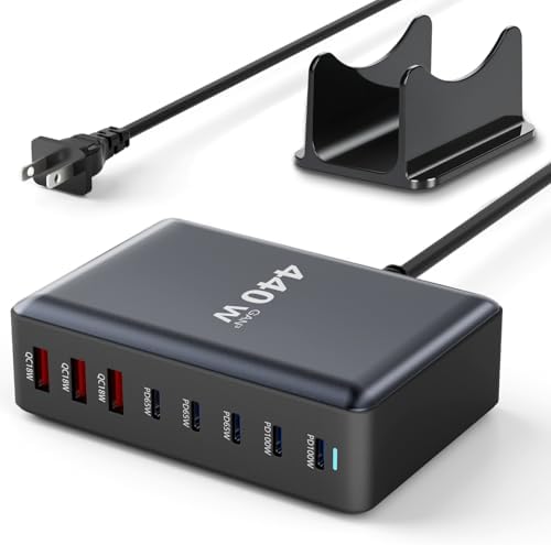 440W Fast Charging 8 Port USB C Charger Block, Multi-Device USB Charging Station Wall Desktop Charger with GaN Ⅲ Technology, USB-C Charger Adapter for MacBook/iPad/iPhone 16/Samsung Galaxy/DELL/HP by Vanmiya