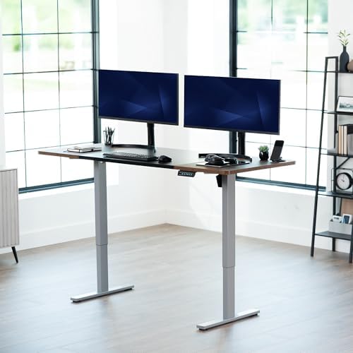 VIVO Black/Vintage Brown 71 x 30 in Standing Desk, DESK-KIT-1G7BN - Image 2