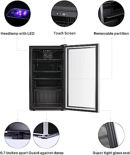 Antarctic Star Wine Cooler Cabinet Beverage Refrigerator 3.2cu.ft Black - Image 3