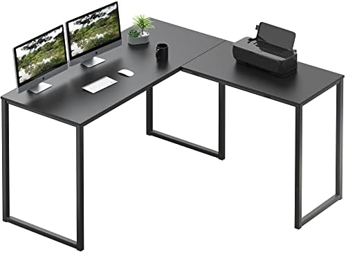 SHW Mission 48 x 48 L-Shape Home Office Computer Desk, Black by SHW