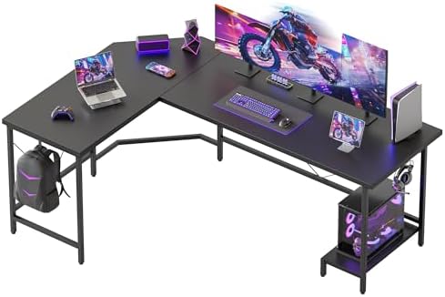 Mericonia 59 inch L Shaped Desk with CPU Stand, Large Corner Gaming Desk by MERICONIA
