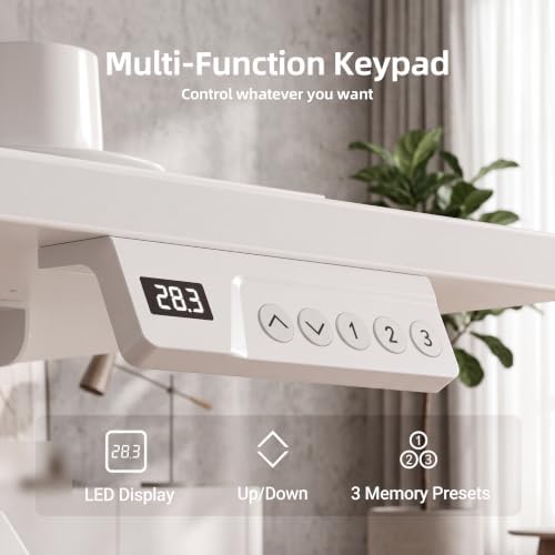 Claiks Electric Standing Desk, 48x24 Inch, White - Image 6