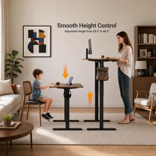 Claiks Electric Standing Desk 55x24 Inch Adjustable Desk, Rustic Brown - Image 4
