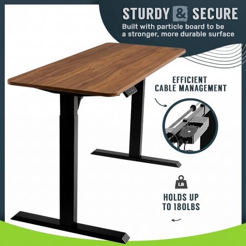 TechOrbits Electric Standing Desk Frame 60 x 24 Inch Tabletop - Motorized Workstation Two Leg Stand Up Desk with Memory Settings and Telescopic Sit Stand Height Adjustment (Black Frame/Wood BrownTop) - Image 7