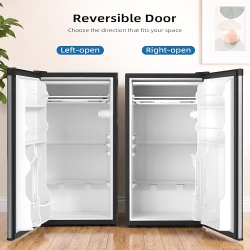 Antarctic Star 3.2 Cu.Ft. Compact Refrigerator,Single Door Mini Fridge with Adjustable Thermostat,Low noise for Apartment,Dorm,Office,STEEL - Image 3