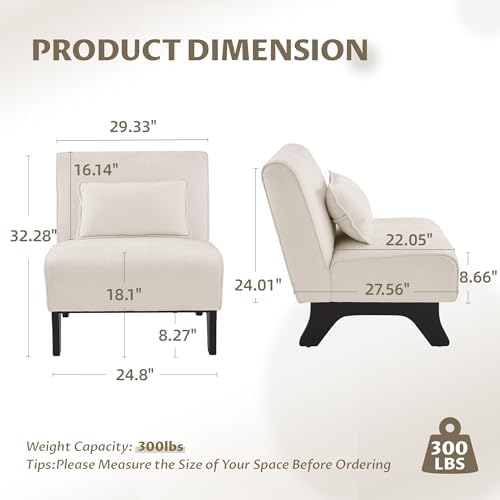 Armless Accent Chairs Set of 2 Upholstered Living Room Side Chairs - Image 2