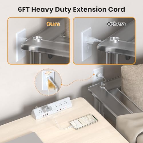 VILONG Desk Clamp Power Strip USB C 65W,Edge Mount Outlet,6FT,White - Image 5