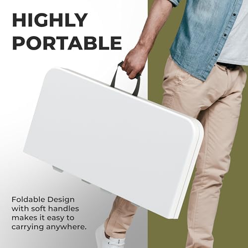 Our Modern Space 34" Square Foldable Table with Built in Handle & Steel Legs | Heavy Duty Portable | Perfect for Party, Dining, Wedding, Events, Picnic Indoor, Outdoor, Camping, Utility, Temporary - Image 6