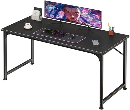 PRAISUN 47 Inch Computer Desk, Office Desk, Spacious Desktop, Black by PRAISUN