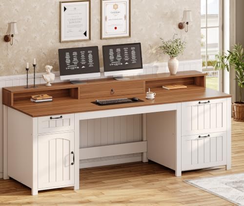 SEDETA 63" Farmhouse Executive Desk with Drawers and Storage Cabinet by SEDETA