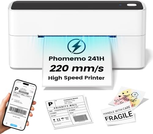Phomemo High-Speed Shipping Label Printer,241H Label Printer & 20Pcs Labels by Phomemo