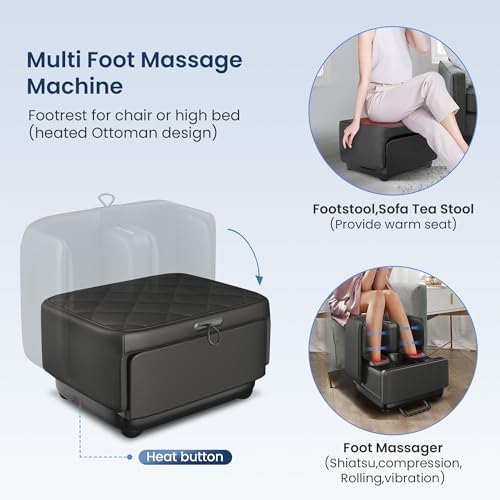 COMFIER Shiatsu Foot & Calf Massager with Heat,2 in 1 Ottoman,FSA Eligible - Image 2
