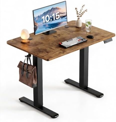 Claiks 32 x 19 Inch Rustic Brown Electric Standing Desk by CLAIKS