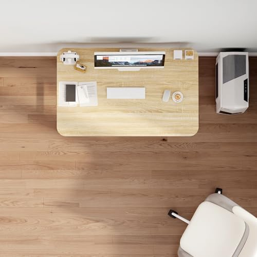 JSB Folding Desk for Small Spaces,Mobile Portable Rolling Laptop PC Table on Wheels,Foldable Computer Desk for Home Office,Bedroom,Dorm,Space Saving (Natural & White, 31.5") - Image 5