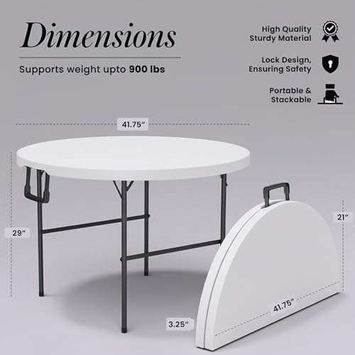 2 PACK of 3.5 Feet Circular Round Foldable Table with Built in Handle & Steel Legs | Heavy Duty Portable | Perfect for Party, Dining, Wedding, Events, Picnic Indoor, Outdoor, Camping, Utility - Image 2