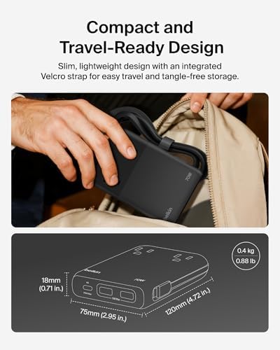 Belkin Charging Station Power Strip Dual USB-C Charger 2 AC 2 USB-A 70W GaN - Image 6