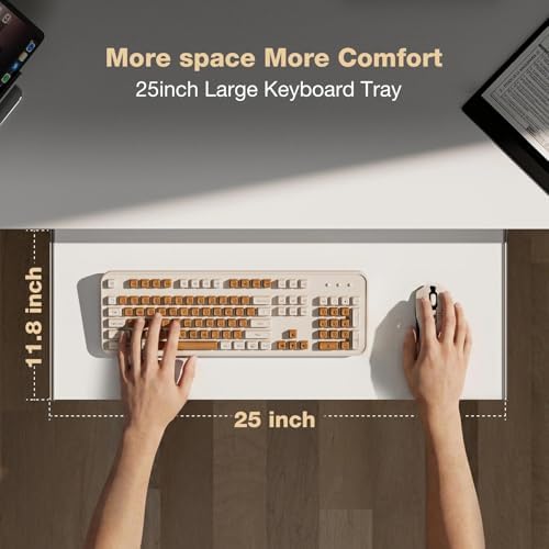 Acrolix 59" L Shaped Standing Desk with Shelves Keyboard Tray,White - Image 4