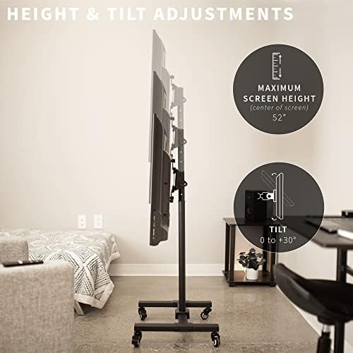 VIVO Black Rolling TV Cart w/Wheels for 13 to 50 inch Screens, STAND-TV07W - Image 3