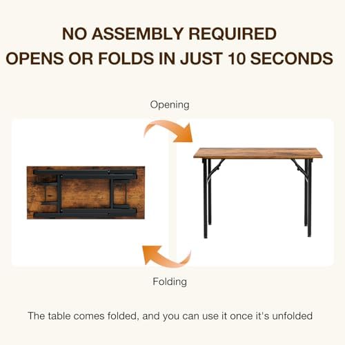TEMI Small Computer Desk Folding Table - 43.3" Foldable Office Desk, No Assembly, Perfect for Small Spaces in Bedroom, Dorm, or Apartment, Portable Mini Desk or Study Table with Compact Design, Brown - Image 4