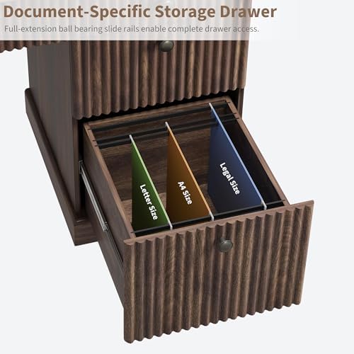 Garvee Fluted Home Office Desk Storage with File Drawers for Home Office - Image 4