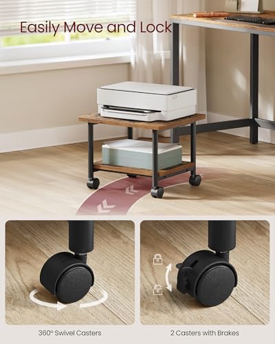 VASAGLE 2-Tier Printer Stand with Locking Wheels, Under Desk Printer Table - Image 5