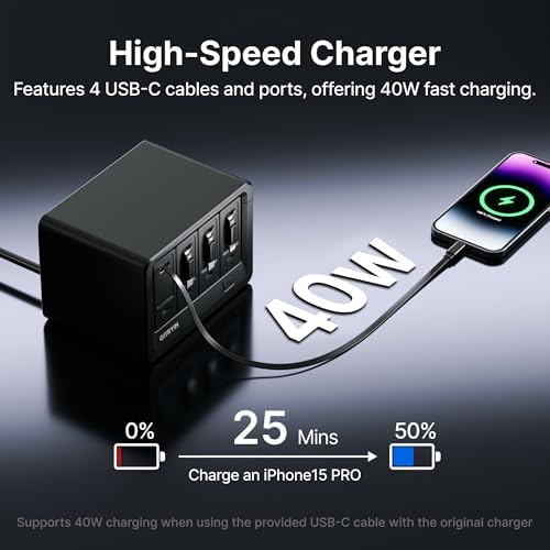 Gitryin 12-in-1 Desktop Charging Station, 160W USB Retractable GaN Charger - Image 3