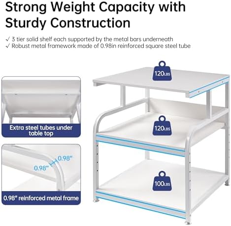 Fannova 25.6"x23.6"x30.9" Extra Large White Printer Stand with Storage - Image 3