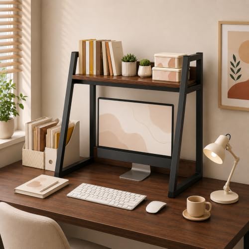 3 Tires Desktop Hutch Bookshelf, Desktop Bookshelf by Unknown