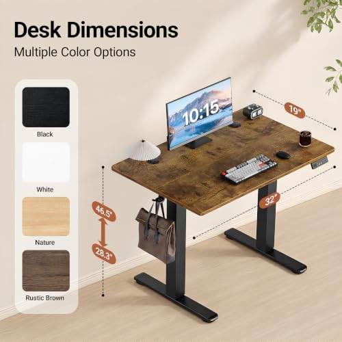 Claiks 32 x 19 Inch Rustic Brown Electric Standing Desk - Image 3