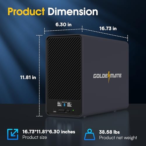 GOLDENMATE 2000VA/1600W Lithium UPS Battery Backup & Surge Protector, Gray - Image 6